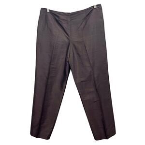 Vintage Y2K Oscar DeLa Renta Brown Silk Cropped Tapered Trouser Dress Pant Sz 8
